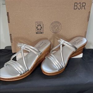 Silver Women's Wedge Sandals